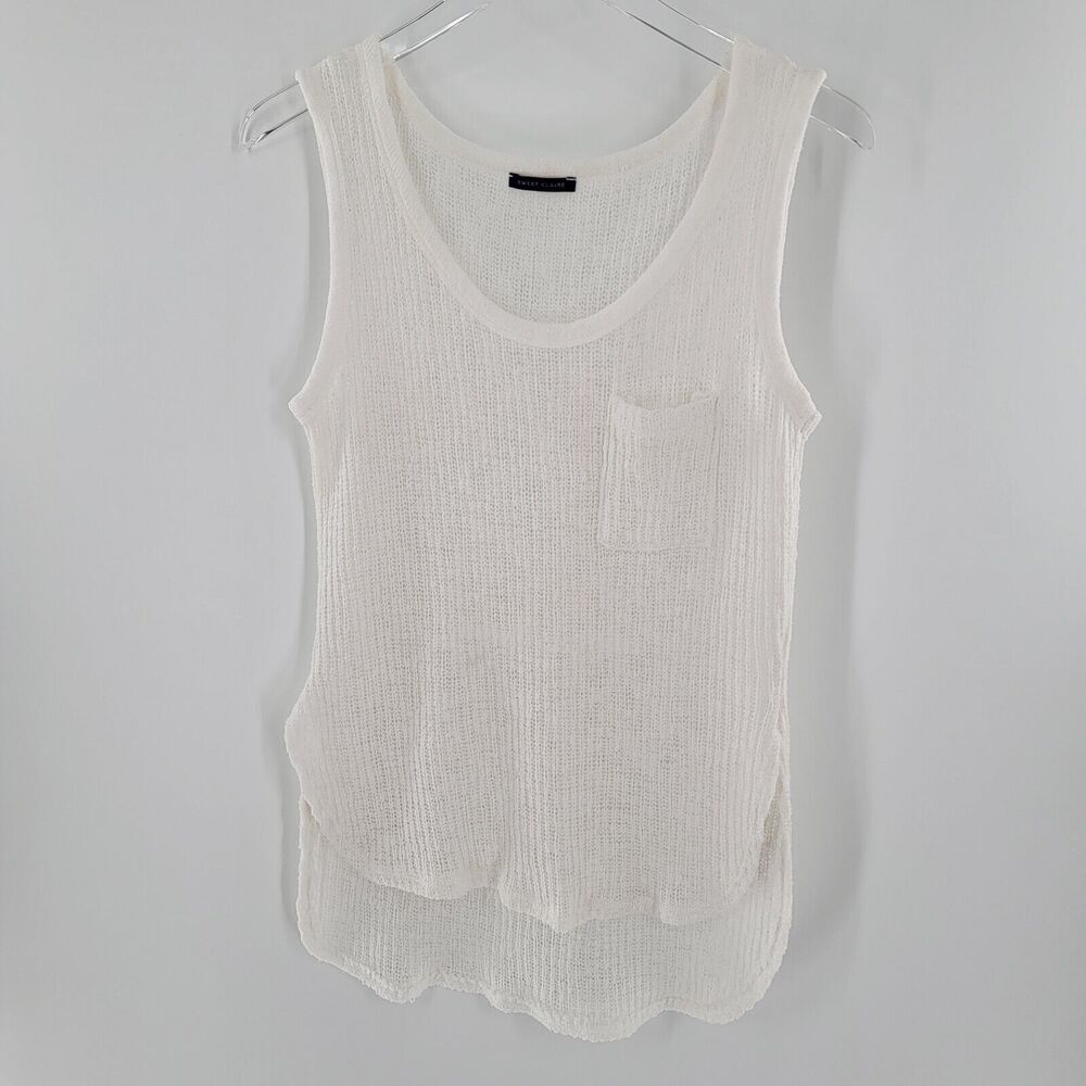 Sweet Claire White Soft Knit Tank Top Size Medium